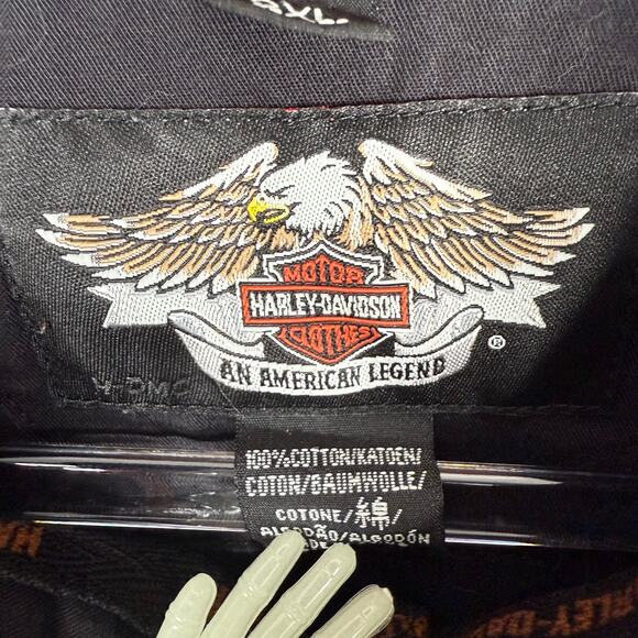 VTG Harley Davidson Motorcycles 2XL Embroidered Garage Mechanic Retro Shirt Men - Picture 9 of 10